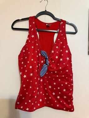 Outdoor Oasis Red Star Tank with Blue Stripe Knot